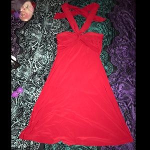 Red halter dress